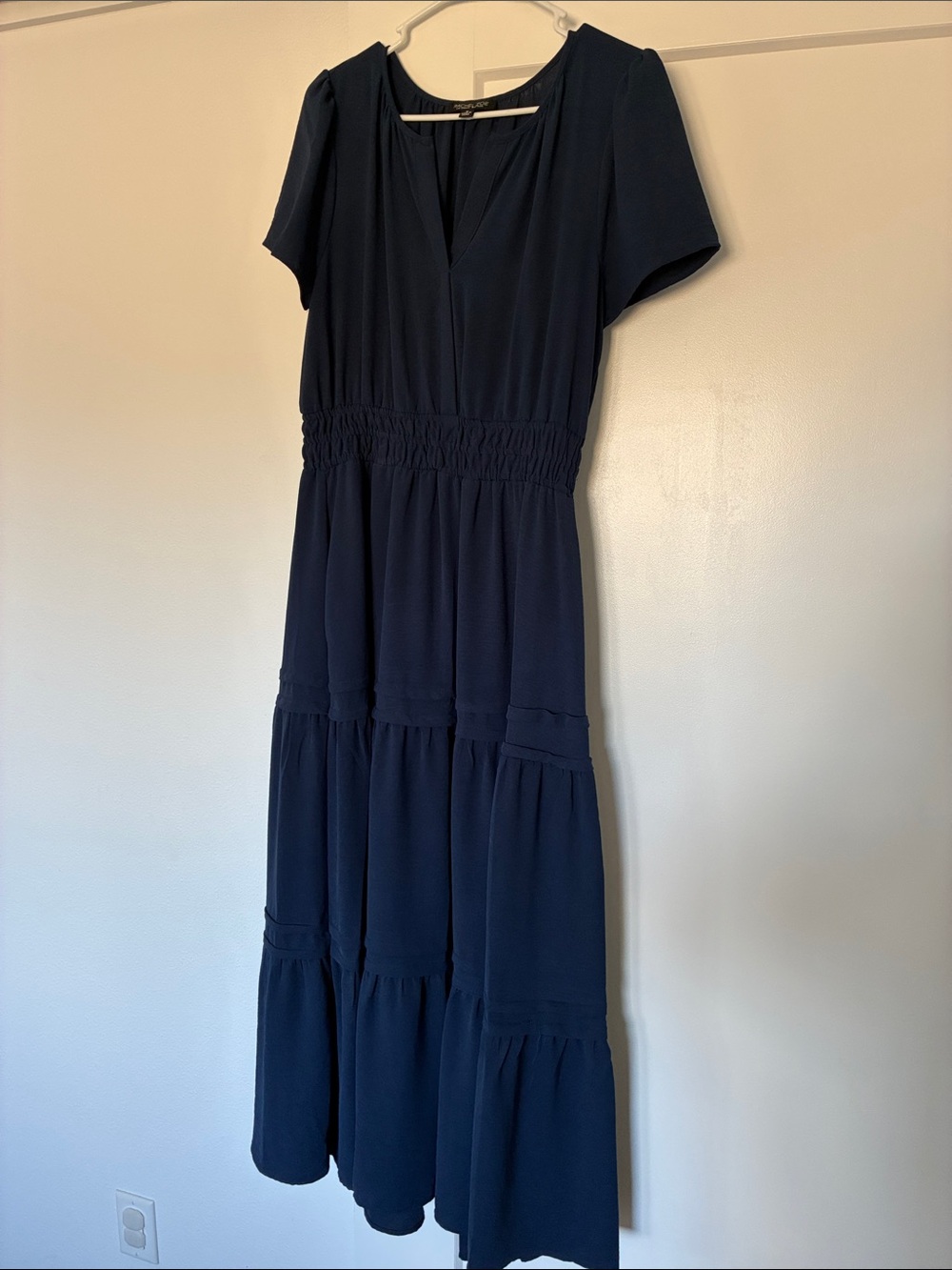 Women's Navy Tiered Midi Dress - Unbranded
